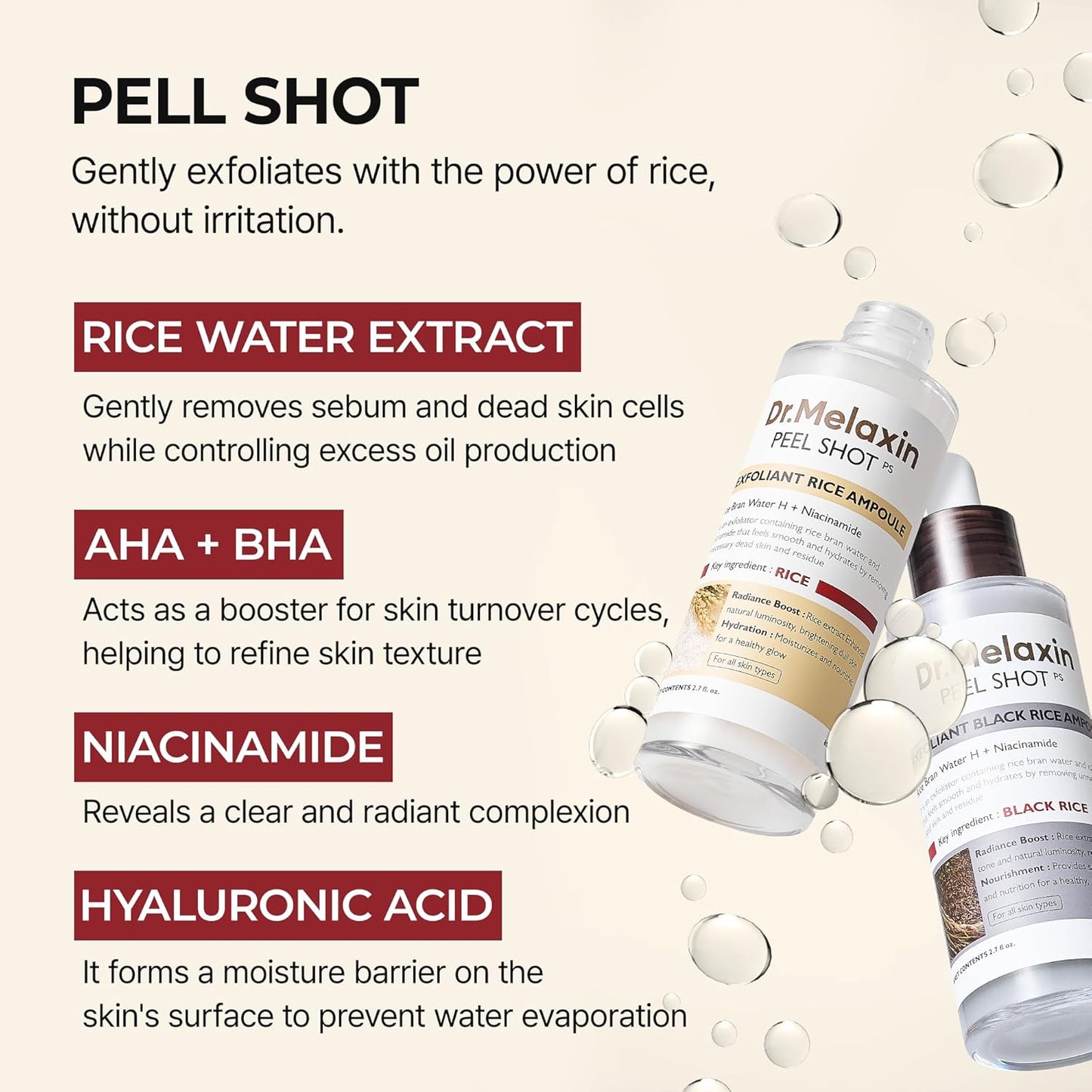 Dr. Melaxin Rice Exfoliating Serum – Hydrating, Pore-Minimizing & Blackhead Removal Skincare