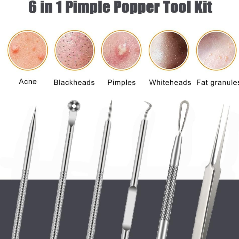 6-Piece Precision Pimple Tweezers Set