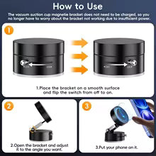 2025 New Model 360-Degree Rotating Aluminum Alloy Magnetic Vacuum Suction Cup Car Phone Holder, Portable New Design