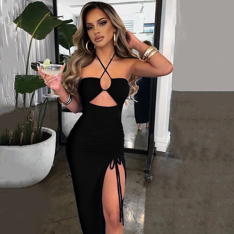Criss Cross Spaghetti Strap Bodycon Maxi