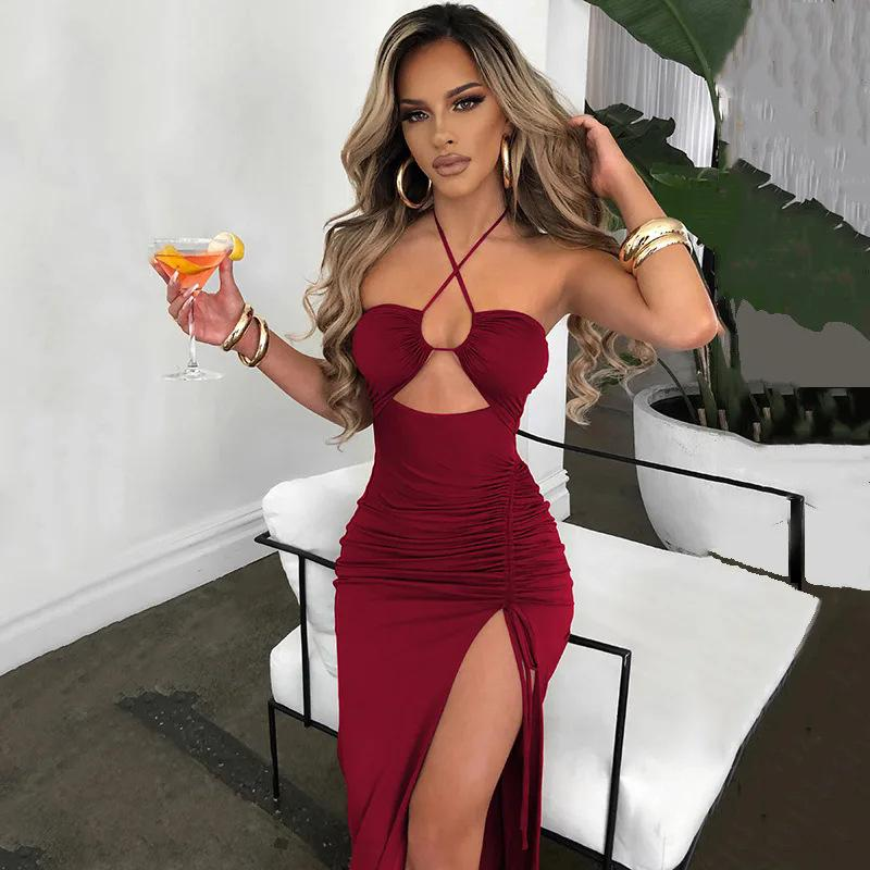 Criss Cross Spaghetti Strap Bodycon Maxi