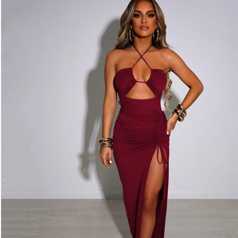 Criss Cross Spaghetti Strap Bodycon Maxi