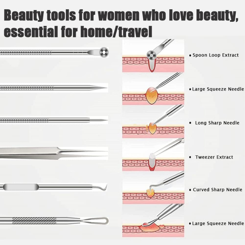 6-Piece Precision Pimple Tweezers Set