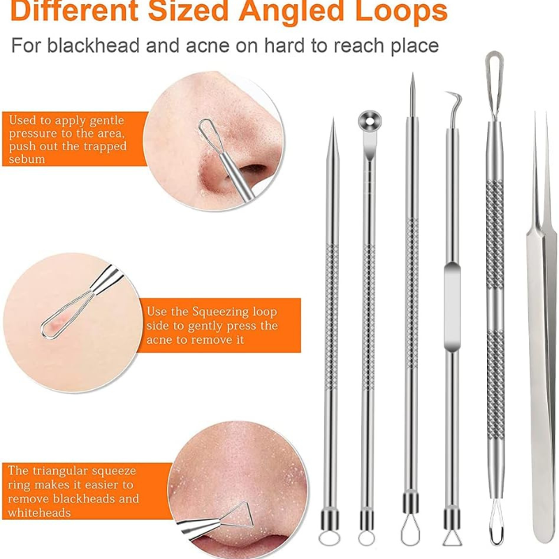 6-Piece Precision Pimple Tweezers Set