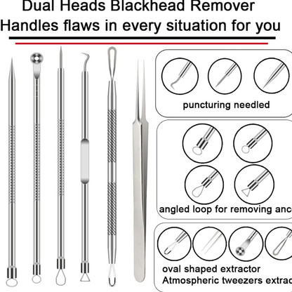 6-Piece Precision Pimple Tweezers Set